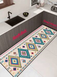1pc Colorful Geometric Pattern Rubber Soft Mat, Suitable For Kitchen Floor, Absorbent And Easy To Clean, Also Suitable For Bathroom And Other Areas, Suitable For Year-Round Use, Suitable For Various Holidays - Multicolor - View 19