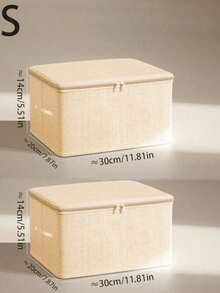 5 Sizes Linen Storage Boxes With Flap, Zipper And Soft Handle, Foldable Organizer Bins For Clothes, Bedding, Blankets, Bedroom Closet Storage - Beige - View 13