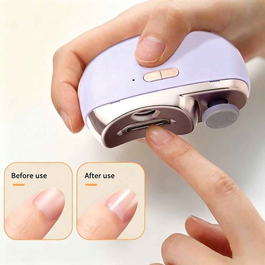 2合1電動指甲剪與拋光器，附LED燈，防夾斷功能，拋光與緩衝功能，USB充電，多功能美甲工具，適用於居家與美容沙龍，適合所有年齡，理想禮物