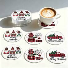 1 Set Christmas Design PET Non-Slip Coasters, Home Kitchen Decor Accessories, Outdoor Garden Supplies, Suitable For Various Holiday Gatherings, Wedding Party Gifts, Autumn Thanksgiving, Halloween, Christmas Decoration Gifts - PET-1924 - View 2