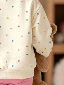 Baby Girl Cartoon Print Round Neck Long Sleeve Top And Leggings - Apricot - View 5