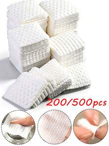500/200 Peças Almofadas de Limpeza de Unhas, Lenços de Cuidados com Espuma EPE, Algodão Puro Sem Fiapos, Almofadas de Limpeza de Removedor de Maquiagem de Unhas, Consumíveis Descartáveis de Cuidados com as Unhas, Adequado para Preparação de Unhas e Remoção de Esmalte de Unhas em Gel, Lenços de Limpeza de Gel de Unhas Sem Fiapos, Lenços de Limpeza de Extensão de Cílios - Branco - Visão 1