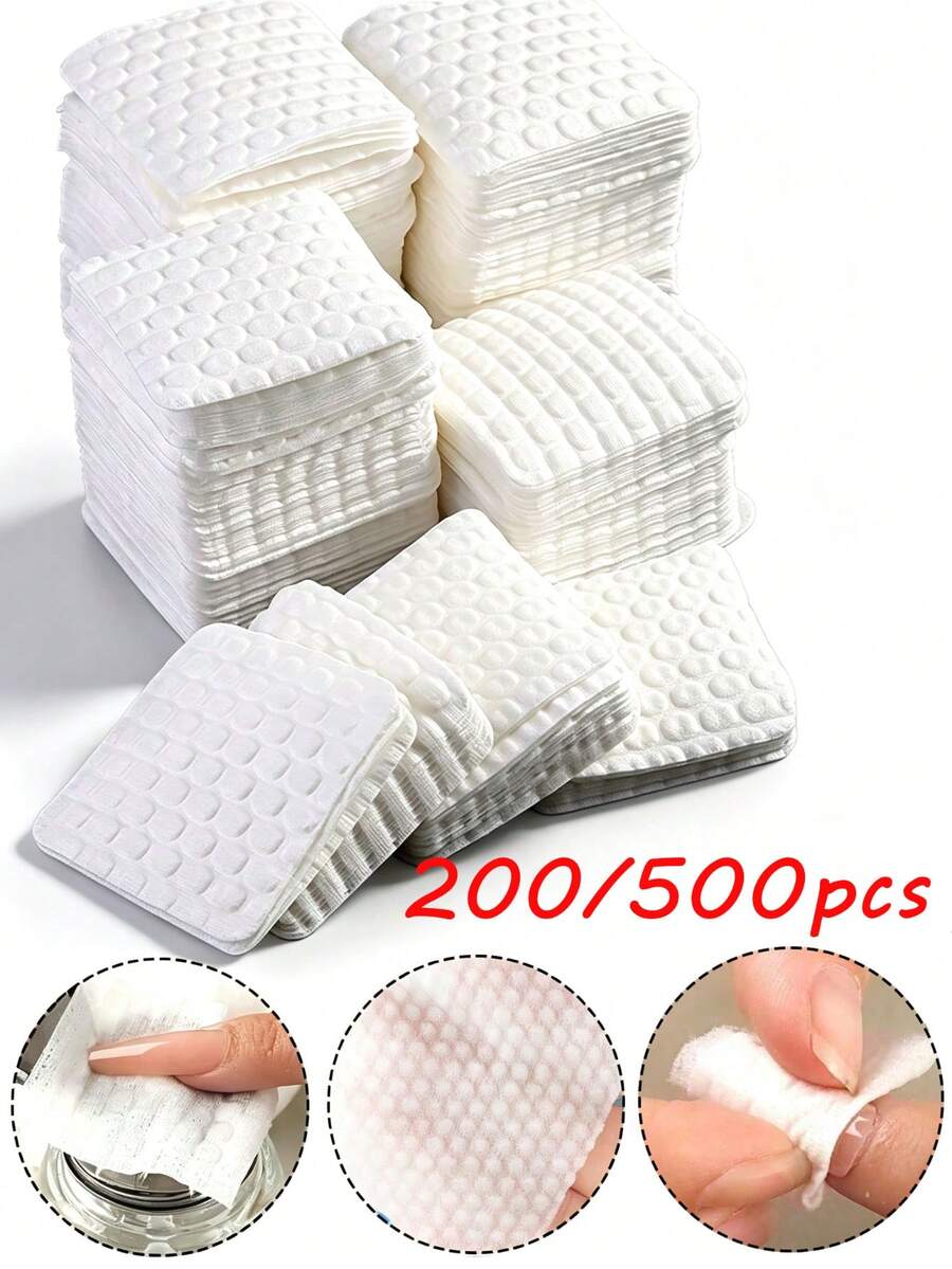 500/200 Peças Almofadas de Limpeza de Unhas, Lenços de Cuidados com Espuma EPE, Algodão Puro Sem Fiapos, Almofadas de Limpeza de Removedor de Maquiagem de Unhas, Consumíveis Descartáveis de Cuidados com as Unhas, Adequado para Preparação de Unhas e Remoção de Esmalte de Unhas em Gel, Lenços de Limpeza de Gel de Unhas Sem Fiapos, Lenços de Limpeza de Extensão de Cílios - Branco - Visão 1