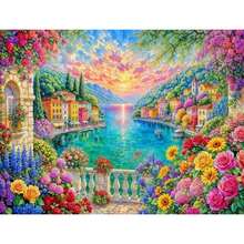 1PC DIY 5D Diamond Painting Kit Water City Pattern - Round Full Diamond Art Mosaic Craft, Home Wall Decor, Frameless - No Frame - View 7
