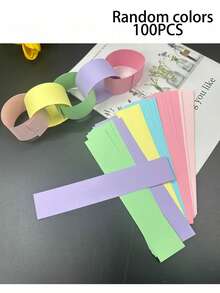 300/100pcs Colorful Glossy Paper Chain DIY Craft Materials, Suitable For Back To School, Birthday, Wedding, Baby Shower Party Ribbons, Classroom Crafts, Origami Stars And Gift Wrapping, Easy To Use Decorative Strips, 1 Roll Of Tape - View 14
