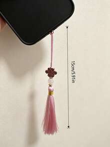 New Chinese Style Chinese Knot Tassel Phone Lanyard Faux Jade Bead Mini Thin Cord Vintage Oriental Bag Key Charm Multi Color Available - Baby Pink - View 5