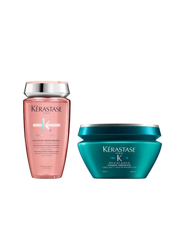 Kérastase [Bundle] Chroma Absolu Bain Riche Respect Shampoo 250 Ml + Resistance Therapiste Masque Hair Mask 200 Ml