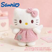 SANRIO 1件裝毛絨包包吊飾，2款天使吊墜附粗花呢蝴蝶結洋裝，背包掛飾，女孩生日情人節禮物 - 彩色 - 查看 5