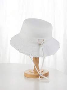 1pc Unisex Y2K Solid Color Bucket Hat, Outdoor Sun Protection Hat Suitable For Outdoor Sports, Sunshade And Daily Commute - White - View 2