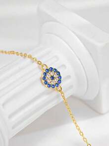 1pc S925 Sterling Silver Fashion European & American Luxury Evil Eye Bracelet, Women's Minimalist Elegant Artistic Personalized Versatile Niche Exquisite High-End Jewelry, Unique Delicate Gift For Any Holiday - Eye - View 5