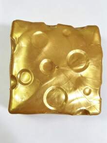 Giant Cheese New Gold Square Cheese, Golden Shiny, Stress Relief And Wealth Attracting, Hand Squeezable Gold Cheese, Wealth And Stress Relief Double Harvest, Cheese Squishy, Squishy Dumpling, Fidget, Squishy - A - View 12