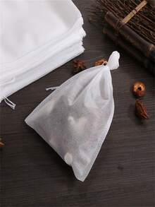 200/100/10pcs Tea Bags, Tea Strainer Filter Bags With Drawstring Closure, Non-Woven Fabric Natural Tea Filter Bags - Quality Upgrade - View 6