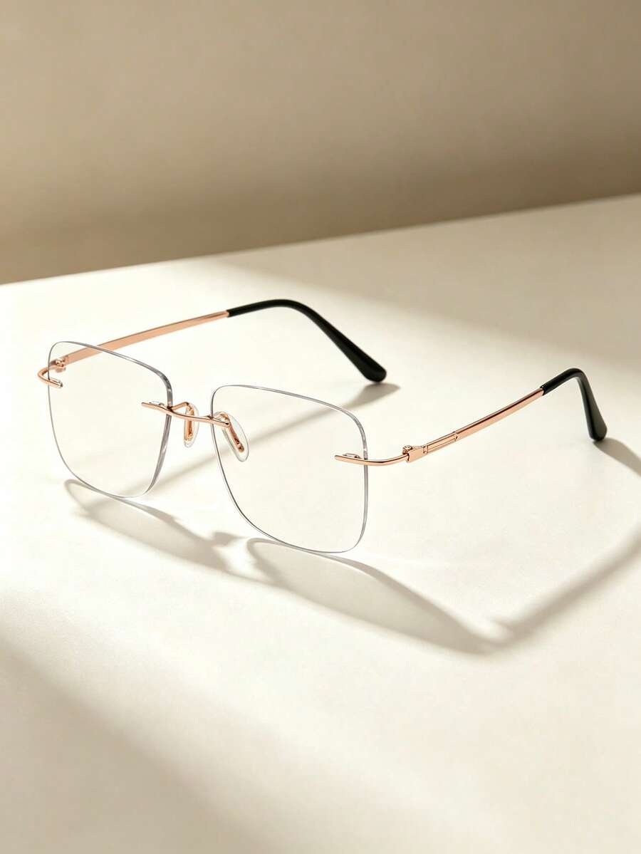 1 par de gafas de lente lisa exquisitas y encantadoras de moda para mujer, adecuadas para fiestas, viajes, festivales de música electrónica, estilo deportivo, conducir, atuendos de vacaciones, accesorio de moda encantador - Gris transparente que cambia de color - Ver 1