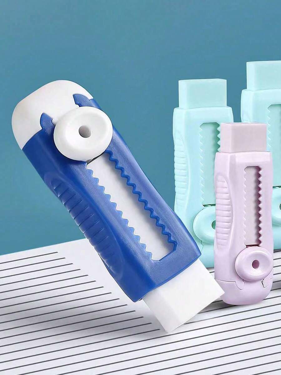 4pcs/2pcs/1pc Retractable Eraser, Ultra Clean No Residue Non-Crumbling Corrective Eraser, Student Stationery, Back To School Essential, Reward Gift, Back To School (Random Style)