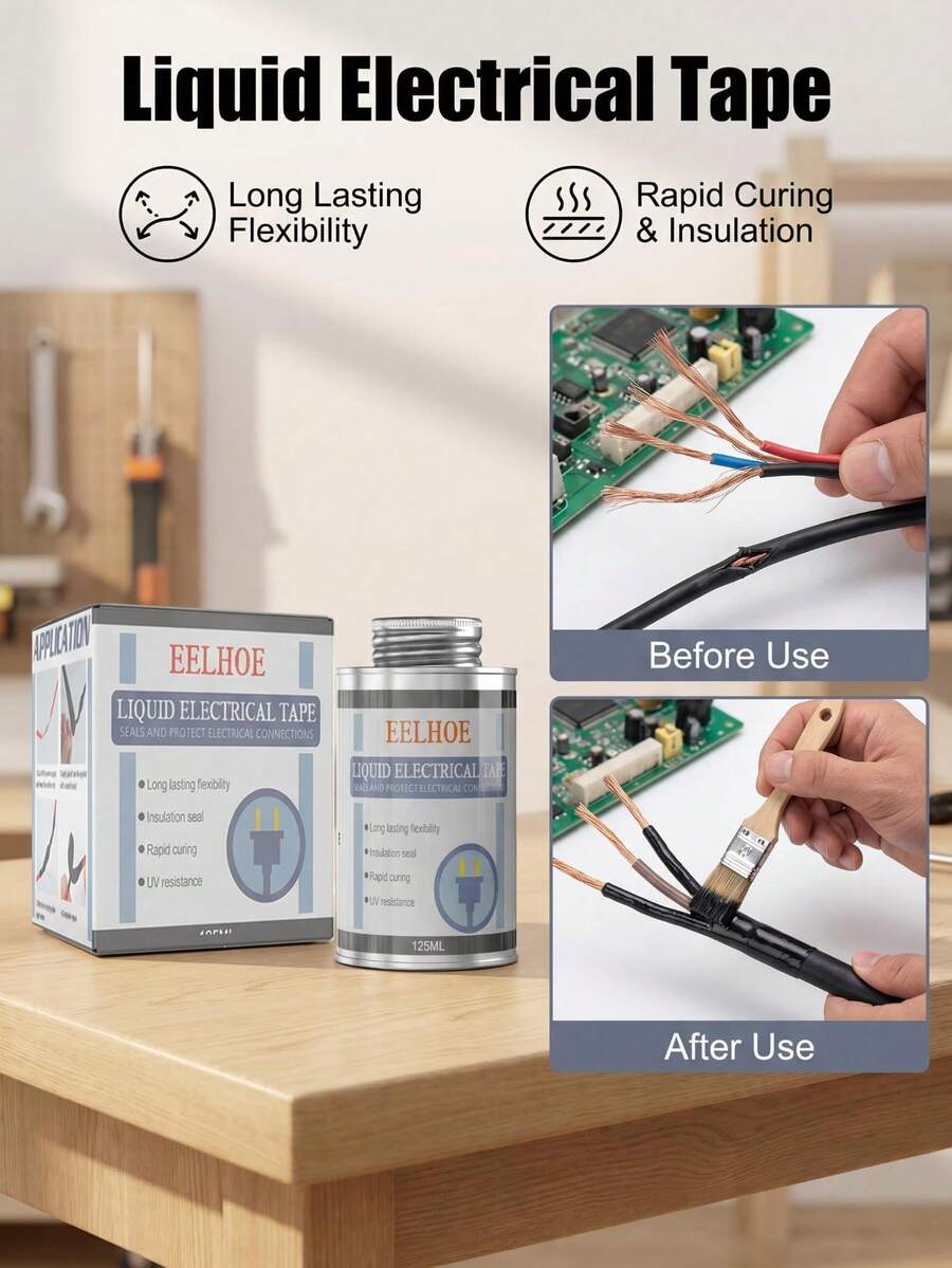 EELHOE Liquid Electrical Insulation Tape Flame Retardant Waterproof Replacement For Heat Shrink Tubing Electrical Tape Liquid Insulation - one-size - View 1