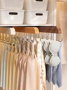 1 High-Quality Sliding Storage Hook, Space-Saving Multi-Functional Wooden Wardrobe Hanger, Drill-Free Sliding Design. Ideal For Pants, Jeans, Underwear, Bras, Hats, Scarves And Belts, Perfect For Bedroom Decor, Home, Dorm And Closet Organization - Multicolor - View 4