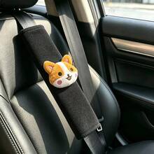 2件組可愛柯基汽車安全帶套，柔軟天鵝絨肩墊，卡通汽車內飾裝飾 - A - 查看 4