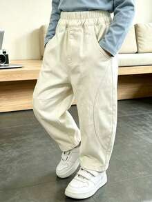 Boys' Toddler Autumn Loose Fit Soft Cotton Casual Long Pants, Suitable For Daily, Home And Outdoor Wear - Apricot - View 7