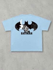 Strevion BATMAN Men's Cartoon Bat Pattern Short Sleeve T-Shirt - Multicolor - View 3