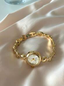 金色方形女款石英手錶，時尚經典商務風，適合日常穿著、休閒、派對，絕佳禮物選擇 - 金色 - 查看 6