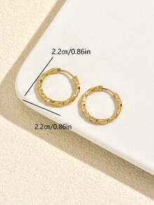 1 Pair Minimalist Ins Style Twisted Plain Gold Hoop Earrings, Simple Twisted Flower Polished Large Hoop Ear Cuffs For Daily Commute And Date Wear - Yellow Gold - View 10