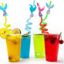 WJLLMYBAKING 8/10 ống hút tái sử dụng bằng nhựa PET hình đuôi nàng tiên cá hoạt hình, ống hút trang trí tiệc chủ đề đại dương nàng tiên cá, phù hợp làm đồ trang trí tiệc nàng tiên cá và quà tặng nhỏ - Nhiều màu - Xem 11