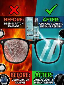 مزيل خدوش النظارات الفوري، رذاذ إصلاح خدوش العدسات، عامل تلميع سريع المفعول للنظارات الشمسية والنظارات الواقية وزجاج السيارات، سائل تنظيف سريع الإصلاح، طلاء واقي، سائل العناية بالعدسات، ممحو الرؤية الواضحة (245 حرف) - أشكال متعددة - مشاهدة 11