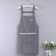 1/2pcs Women's Plaid Apron, With Pockets Oil-Proof Kitchen Apron, Wide Strap Comfortable Cooking Apron, Embroidered Server Apron, Easy To Clean Waterproof Housework Apron, Catering Service Apron, Home Decor Cooking Apron, Polyester Stain-Resistant, Cooking Apron, Suitable For Home, Restaurant, Craft, Gardening, BBQ, School, Cafe And Other Occasions, Unisex, Multiple Colors Available - Multicolor - View 14