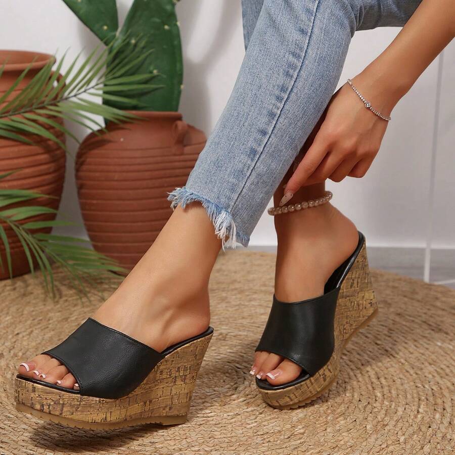 Women's Peep Toe High Heel Sandals, Summer New Style 10CM Wedge Heel Platform Sandals, Versatile