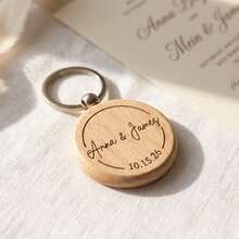 Custom Engraved Acacia Wood Keychain, Personalized Tag For Baptism, Wedding Favors, Bridal Party & Anniversary Gifts, Housewarming Door Marker - Multicolor - View 10