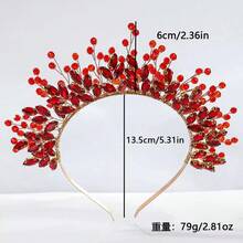 1pc Crystal Headband Princess Birthday Crown Dark Dress Gothic Headpiece Bridal Rhinestone Wedding Hair Accessory Holiday Party Decor - Hot Pink - View 6