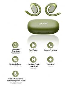 Acer OHR553 耳掛式開耳無線耳機，智慧通話降噪，藍牙 6.0 快速配對，沉浸式音質不悶耳，12 小時總續航，HD 通話，適合運動與通勤，兼容 iOS/Android 系統 - 查看 11