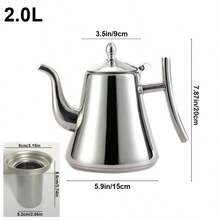 1pc Stainless Steel Teapot With Filter, Insulated Coffee Pot, Water Kettle, Coffee Pot, Boiling Water Teapot, Suitable For Home, Hotel, Cafe, Restaurant - Pot - View 8
