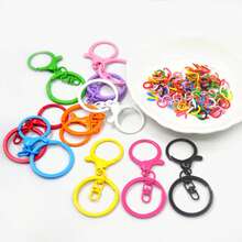 110pcs Colorful Keychain Accessories Set, Includes 10pcs Lobster Clasp Key Rings And 100pcs Open Jump Rings, Keychain Making Accessories For DIY Crafts, Keychains And Bag Decoration, Random Mixed Colors - Multicolor - View 2