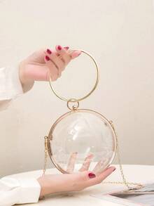 Mini Round Transparent Chain Handbag - Clear - View 7