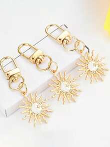 1pc/3pcs Alloy Rhinestone Sun Keychain Keyring Pendant Bag Charm Phone Strap Women Men Party Gift - A - View 1