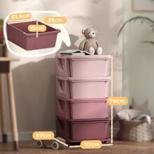 Children's Storage Boxes, 4 Drawers, Rounded Edges, Raised Design, 37x37x76 Cm, Pink - Pink - View 5
