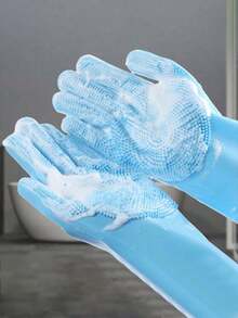 Pet Grooming Gloves Heat-Resistant Dog Bathing Gloves High-Density Tooth Comb Enhanced Five-Finger Design Silicone Bath Brush Suitable For Dog And Cat Bathing Massage, Essential For Cat And Dog Bathing, Cat And Dog Grooming Supplies - Multicolor - View 6