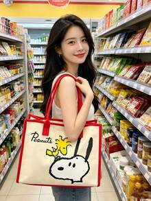 Canvas Tote Bag New Snoopy Women's Handbag Large Capacity Student Tutoring Bag Crossbody Bag, Suitable For Daily Outings, Work, School And Shopping - A - View 7