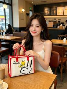 Canvas Tote Bag New Snoopy Women's Handbag Large Capacity Student Tutoring Bag Crossbody Bag, Suitable For Daily Outings, Work, School And Shopping - A - View 10
