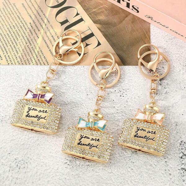 1pc New Popular Oil Drop Bag Pendant Rhinestone Metal Christmas Small Gift For Teacher Scene Atmosphere Decoration Solid Color Cute Zinc Alloy Keychain Summer