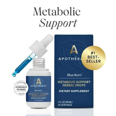 Apothékary Blue Burn Plant-Based Herbal Liquid Drops, Alcohol-Free Antioxidant Blend, Gluten Free Vegan Cruelty Free, Third Party Verified Made In USA