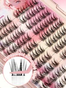 Waloshow 100pcs Set Bulu Mata Malaikat Tebal Perekat Sendiri 8-12mm Campuran Panjang, Bulu Mata Palsu Perekat Sendiri DIY untuk Ekstensi Bulu Mata, Bulu Mata Palsu Gugus Lengkung Alami - C - View 3