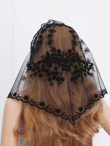 1pc New Floral Triangle Scarf, Fashion Embroidered Soft Shawl, Luxury High-End Headscarf, Church Veil, Travel Decorative Accessory - Multicolor - View 6