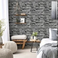 1 Roll Of Retro Brick Pattern Peel And Stick Wallpaper, Self-Adhesive Removable Wall, Kitchen Cabinets, Table Decor, Waterproof, Easy To Install, Suitable For Living Room, Bedroom, Bathroom Decor, Furniture Renovation, Rental Friendly, Home Decor - B-Grey - View 12