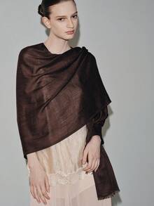 Noxbound Solid Color Tassel Scarf Shawl Travel Gift Solid Color Bamboo Knot Scarf For Women 1pc - Coffee Brown - View 5