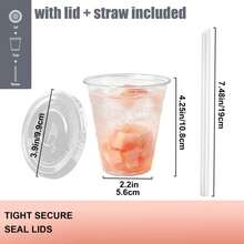 400ml Set Transparent Cup With Lid And Straw, Straight Lid Ice Drink Cup, [Reusable] Smoothie Cup, Suitable For Cold Drinks, Juice And Milkshakes - Halloween/Christmas/Birthday Party Essential - Clear - View 8