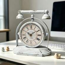 Vintage Iron Art Desk Clock, European Retro Style Desktop Clock Suitable For Bedroom, Living Room, Home Decor, Accurate Timekeeping, Ideal Housewarming Or Wedding Gift - Multicolor - View 15