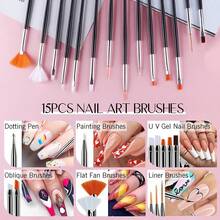 Set Kuas Nail Art Profesional 31 Buah - Pena Gel 3D, Kuas Akrilik, Alat Kuku Berkualitas Salon untuk Penggunaan di Rumah dan Salon - Berwarna merah muda - View 2