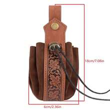 Vintage Ahornblatt geprägte Taillen-Ziehbeutel, mittelalterliche Cosplay Requisite Leder Tasche, Wikinger Piraten Outfit Münzaufbewahrung Hängetasche - A - Übersicht 6